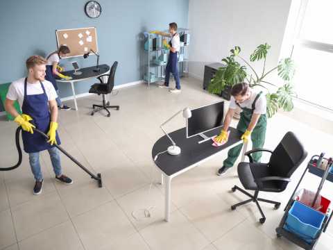 Commercial property cleaning team