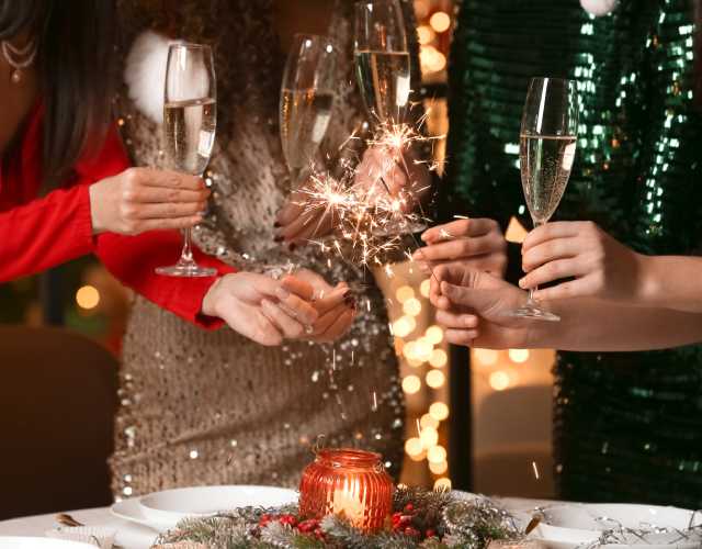 Sparklers and Champagne at a new years party